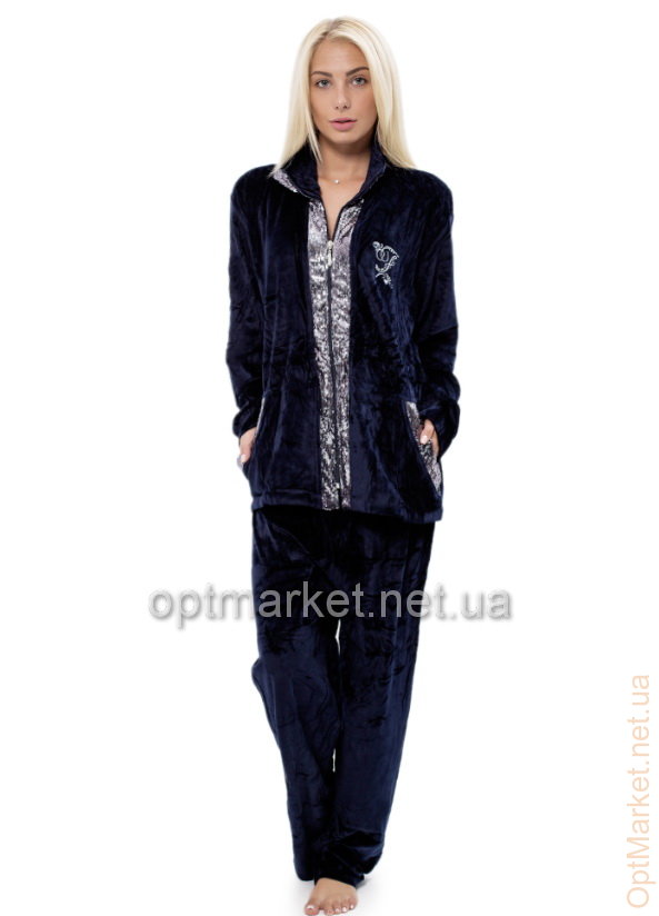 Женский костюм брюки + кофта на змейке с длинными рукавами KocTekstil велюр 1027