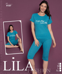 Комплект 2-ка женский: футболка с короткими рукавами + капри лапша норма Lila 9107