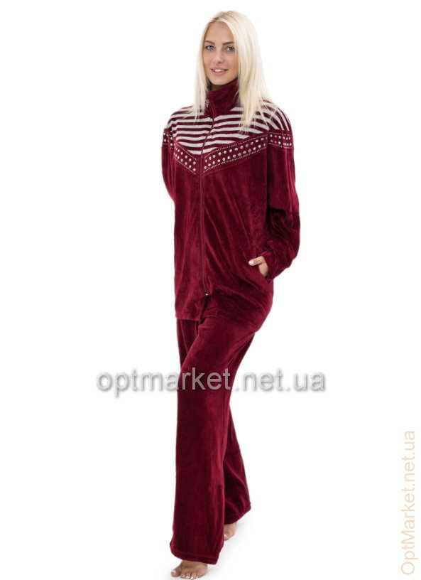 Женский костюм брюки + кофта на змейке с длинными рукавами, капюшон KocTekstil велюр 1108