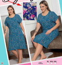 Платье женское кор. рук. планка 5 пуговиц х/б батал Boyraz 29547 (2954) синий/цветы