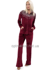 Жіночий костюм брюки + кофта на змійці з довгими рукавами, капюшон KocTekstil велюр 1074