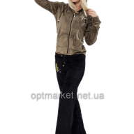 Женский костюм брюки + кофта на змейке с длинными рукавами, капюшон KocTekstil велюр 3014 - Женский костюм брюки + кофта на змейке с длинными рукавами, капюшон KocTekstil велюр 3014