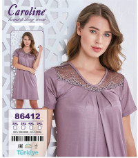 Нічна сорочка жіноча кор. рук. вишивка віскоза батал Vetex Carolina 86412